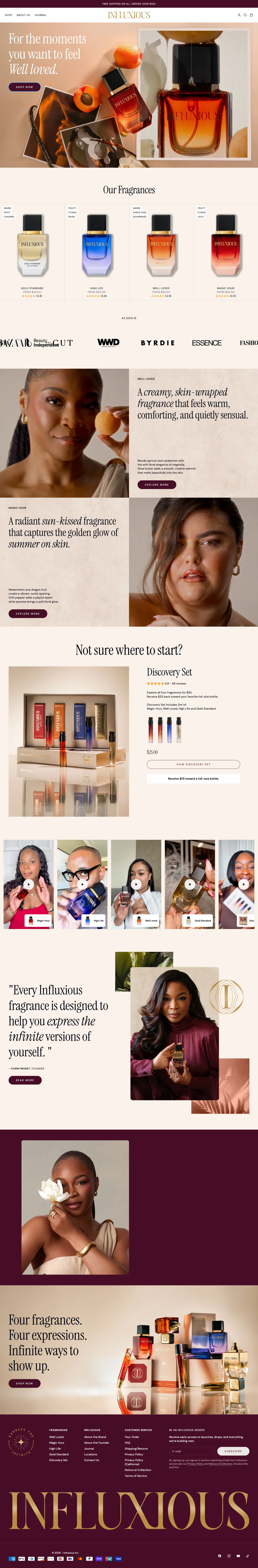 Influxious Inc, homepage (desktop)