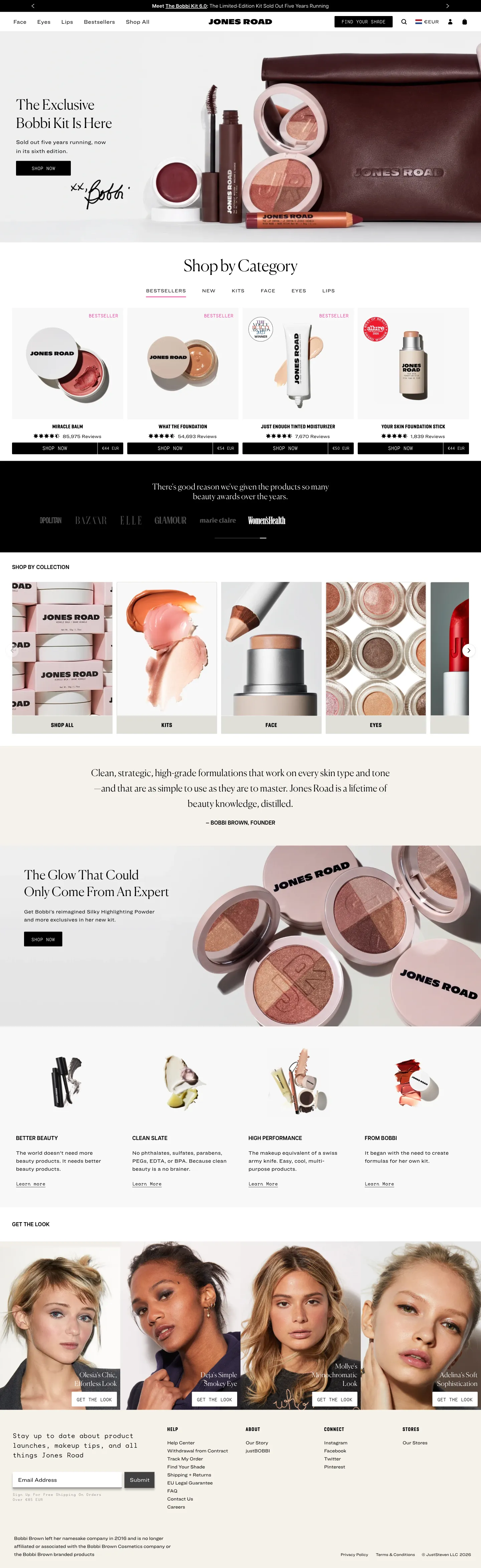 Jones Road, homepage (desktop)