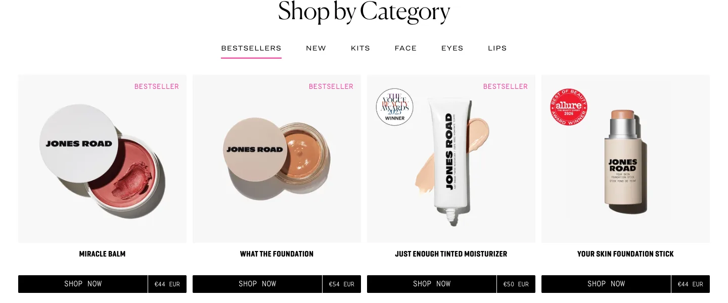 Shop by category from Jones Road