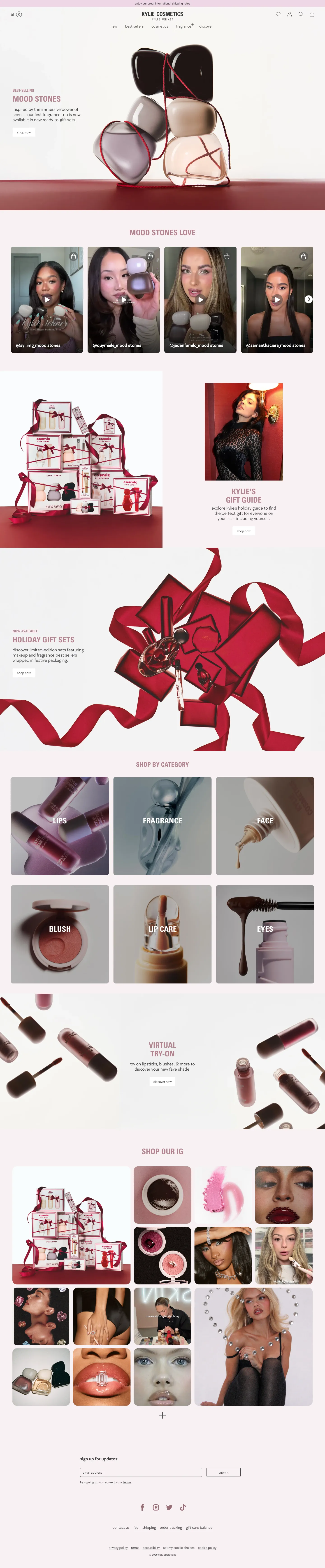 Kylie Cosmetics, homepage (desktop)