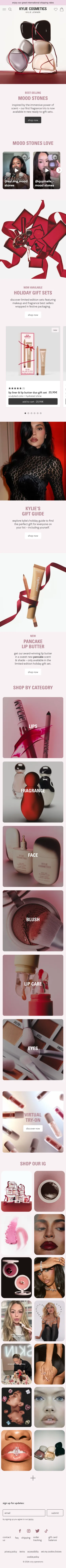 Kylie Cosmetics, homepage (mobile)