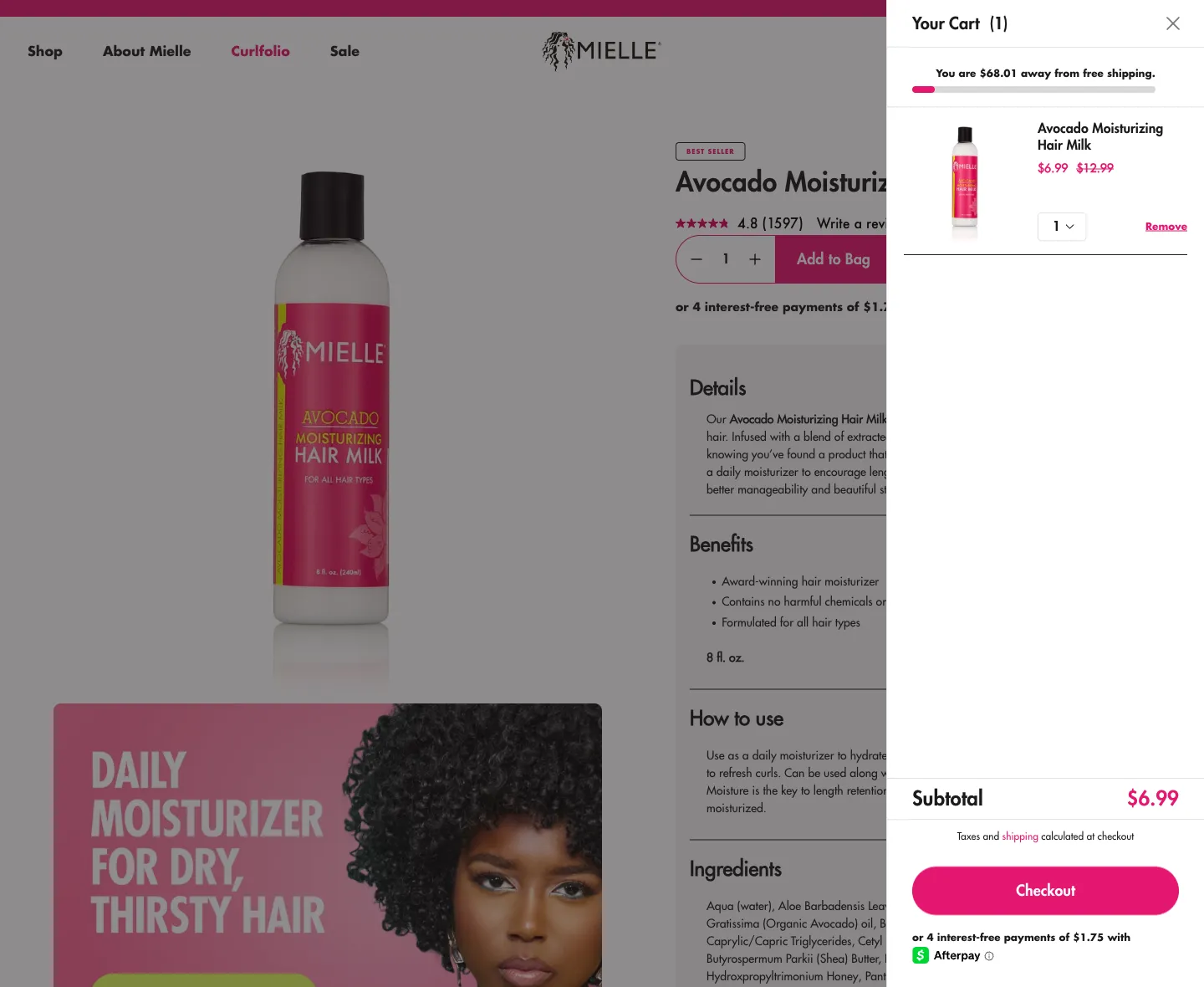 Mielle Organics, cart (desktop)