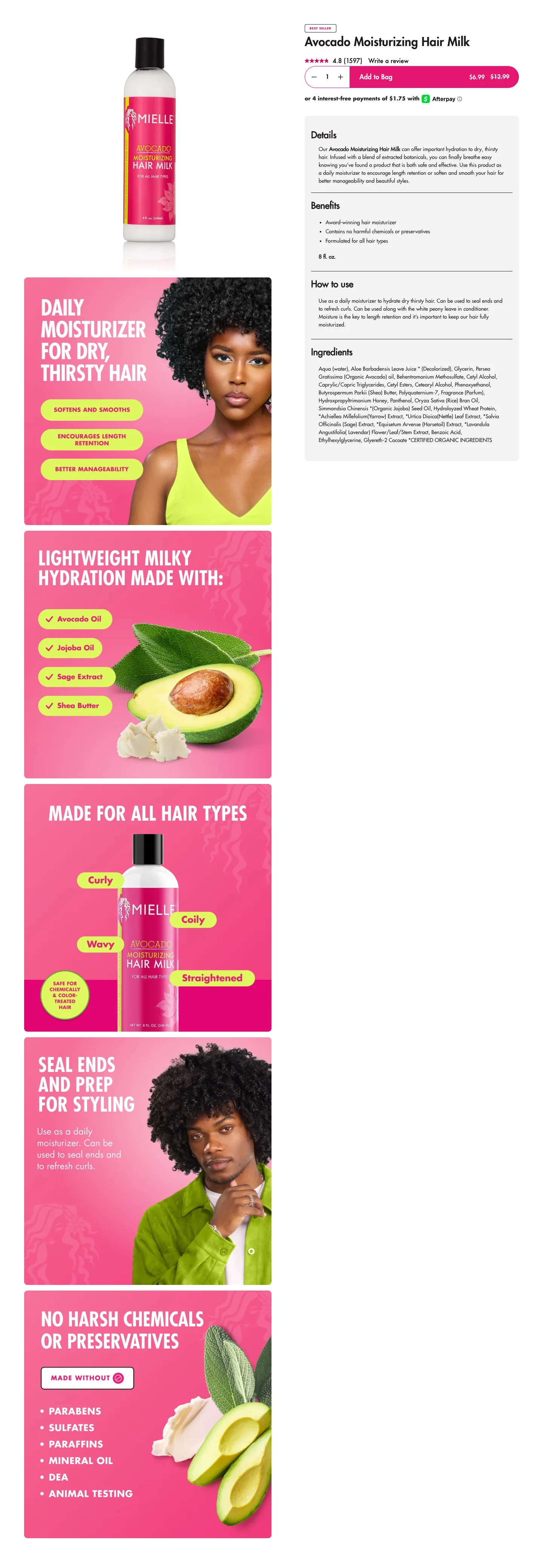 Avocado hair milk buy box and benefits from Mielle Organics