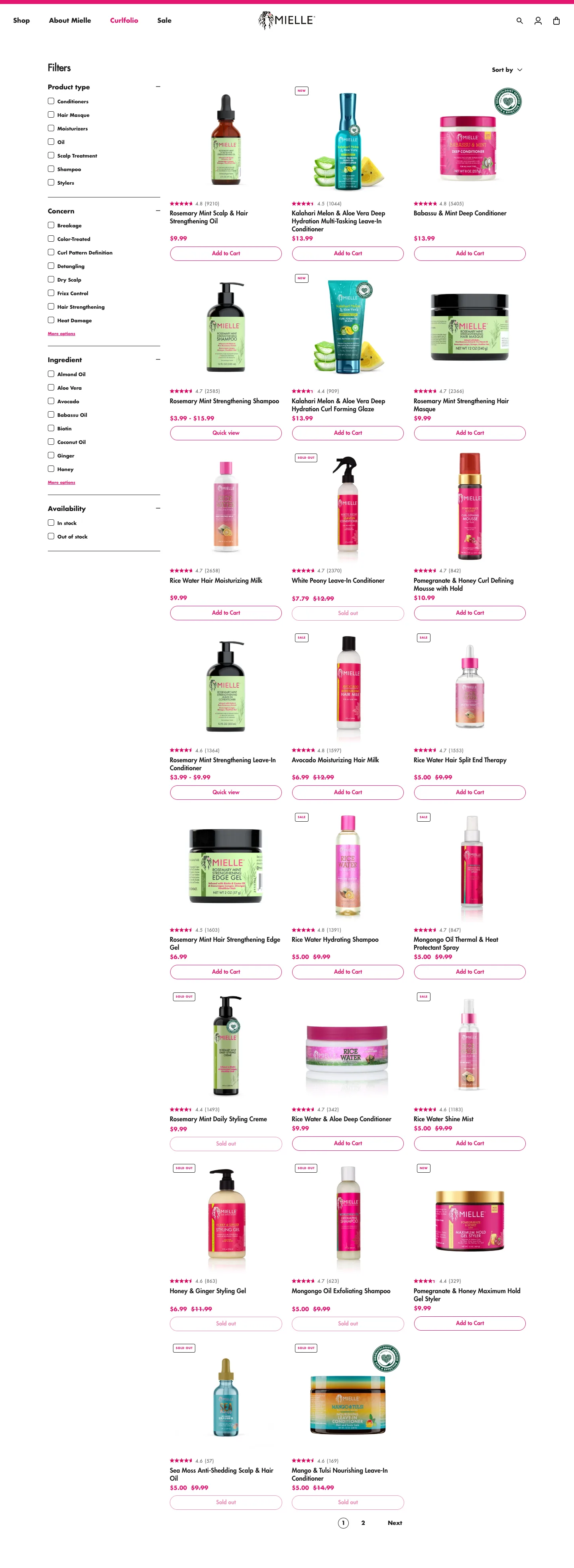 Product listing from Mielle Organics