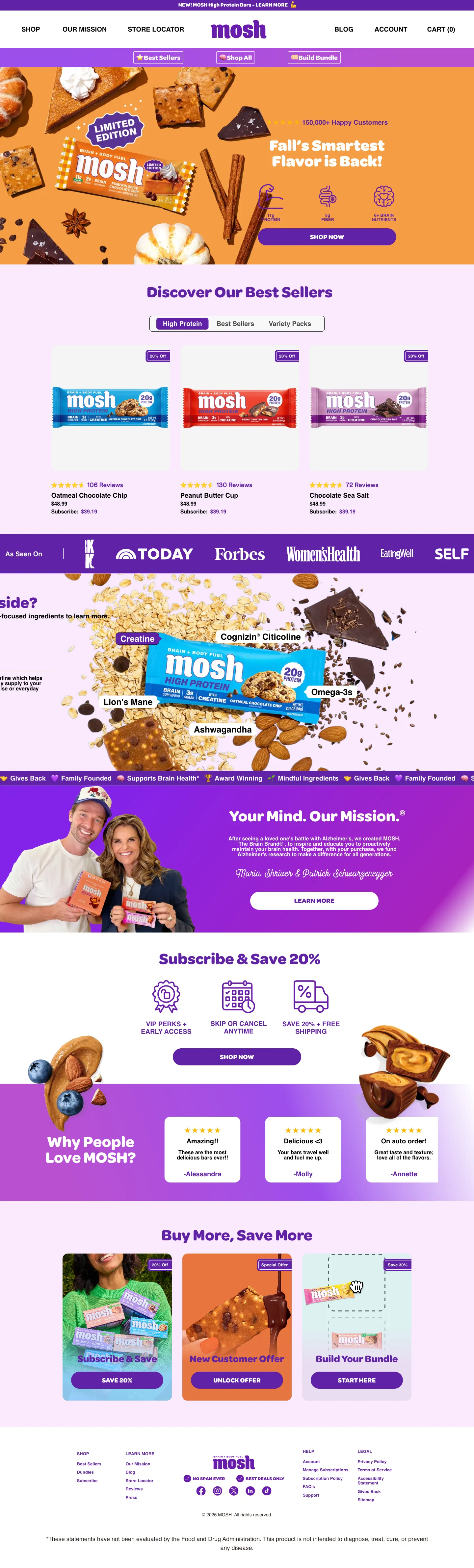 MOSH, homepage (desktop)
