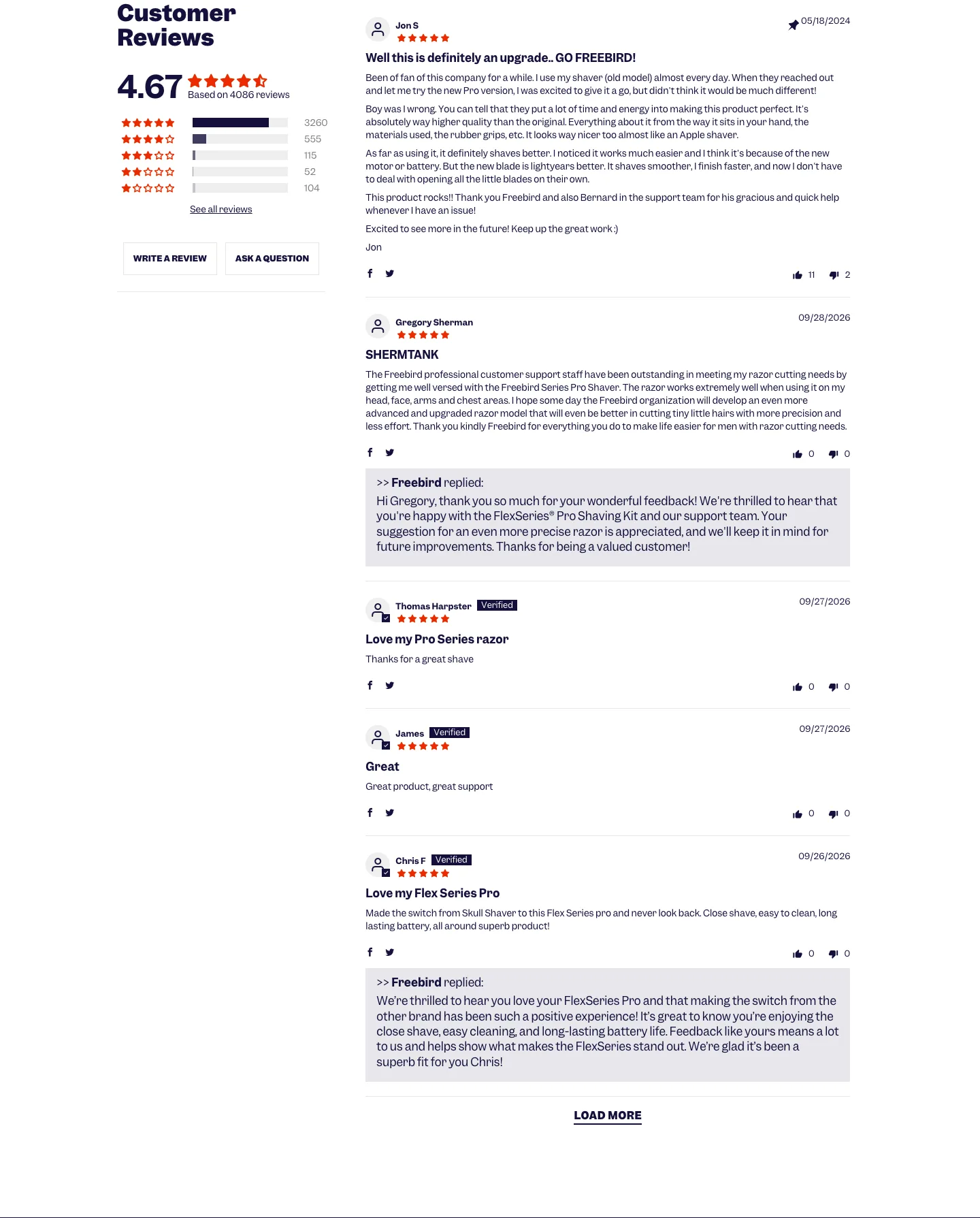 Review wall from Freebird