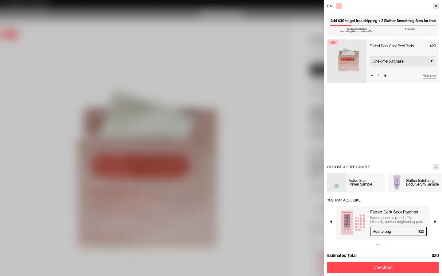 Topicals, cart (desktop)