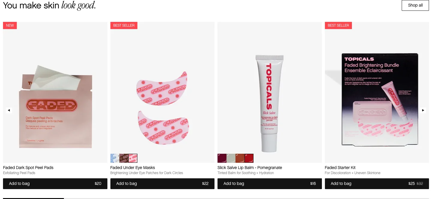 Featured products from Topicals