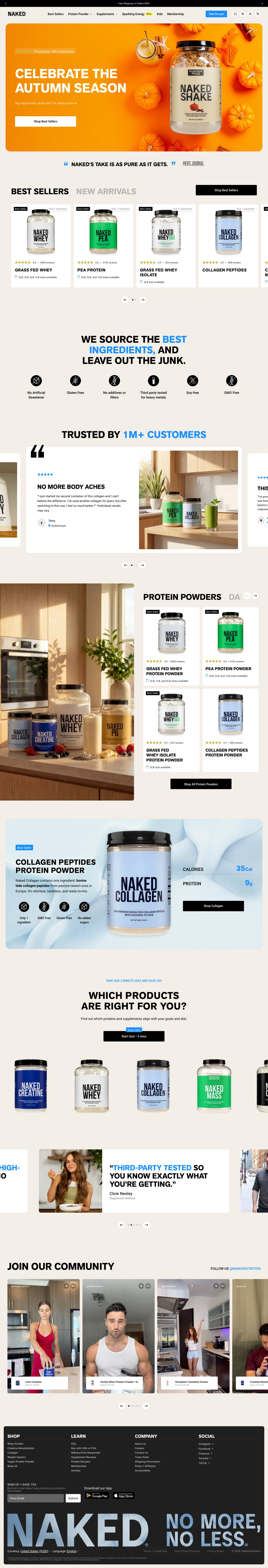 Naked Nutrition, homepage (desktop)