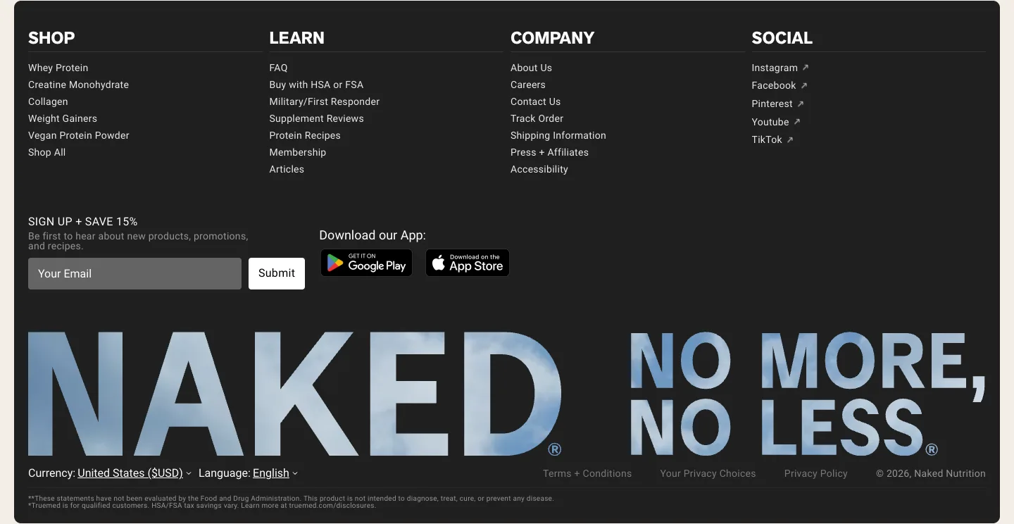 Sign up + Save 15% from Naked Nutrition
