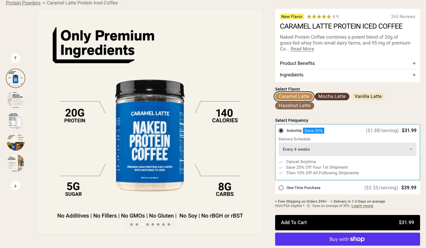 Caramel Latte Protein Iced Coffee from Naked Nutrition