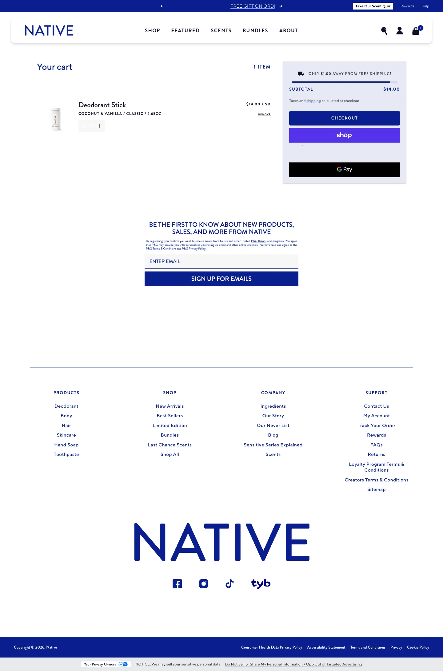 Native, cart (desktop)