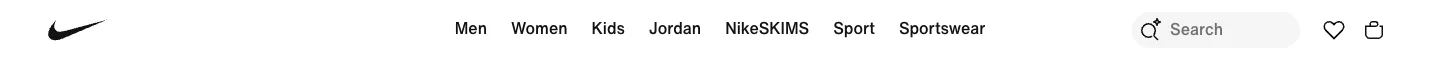 Header / navigation from Nike.com
