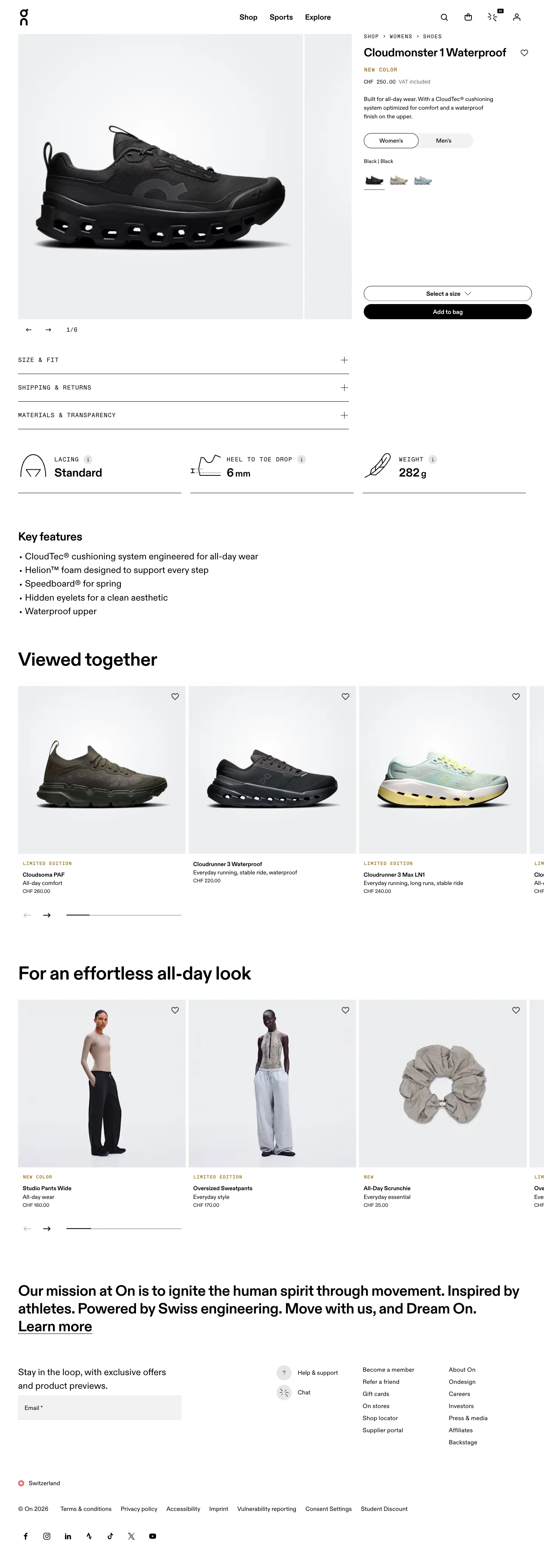 On Shop, pdp (desktop)