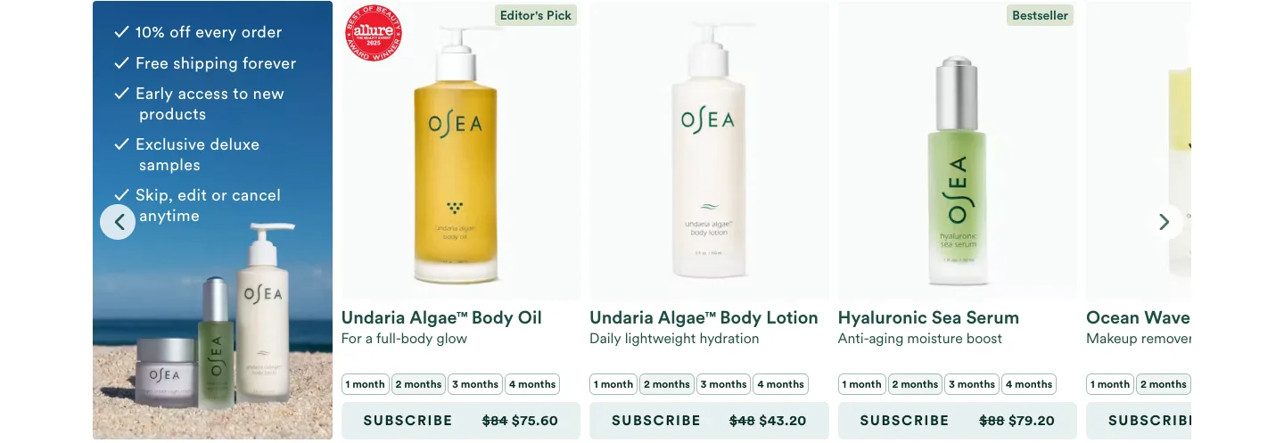 Featured products from OSEA