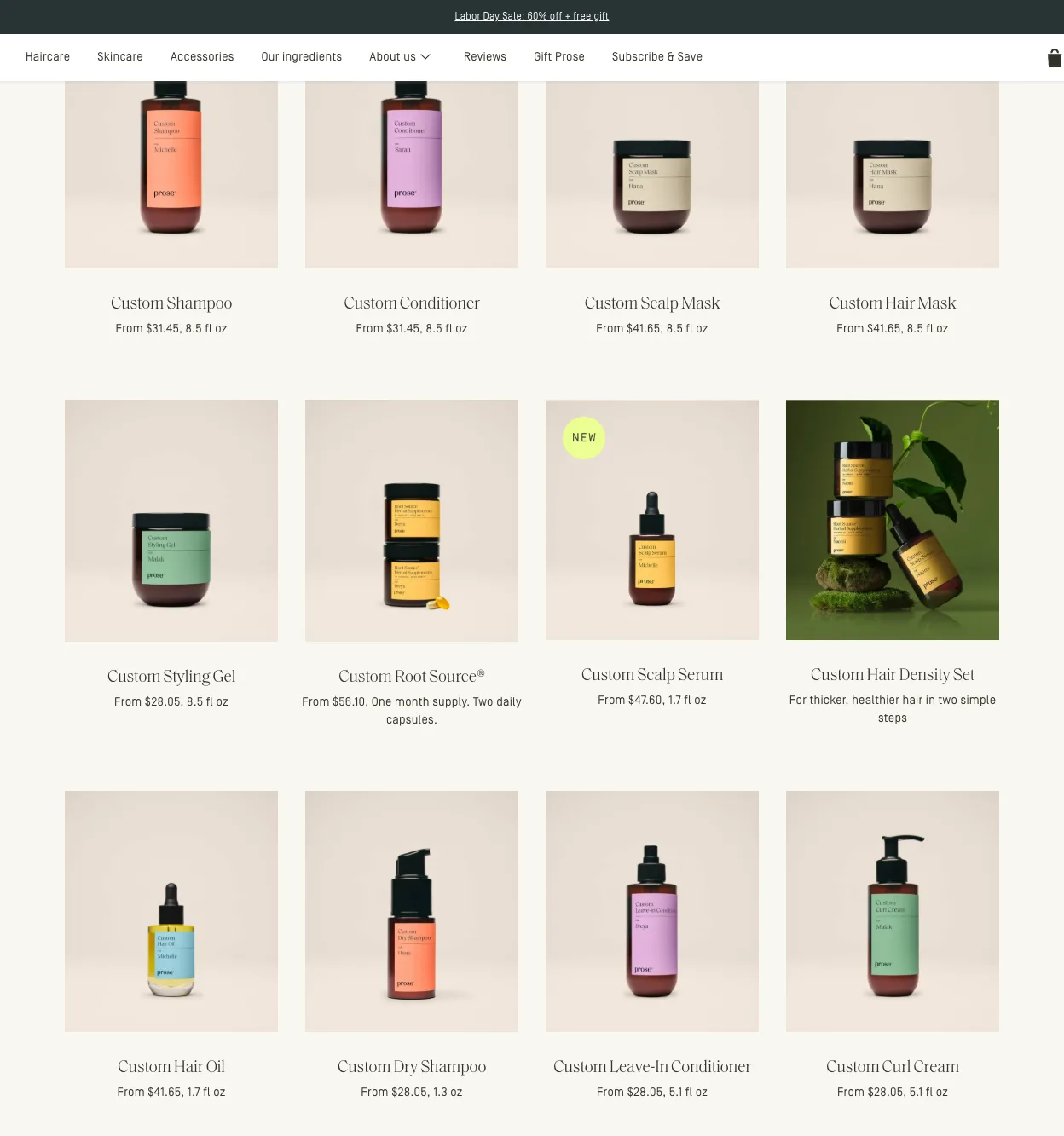 Product listing from Prose