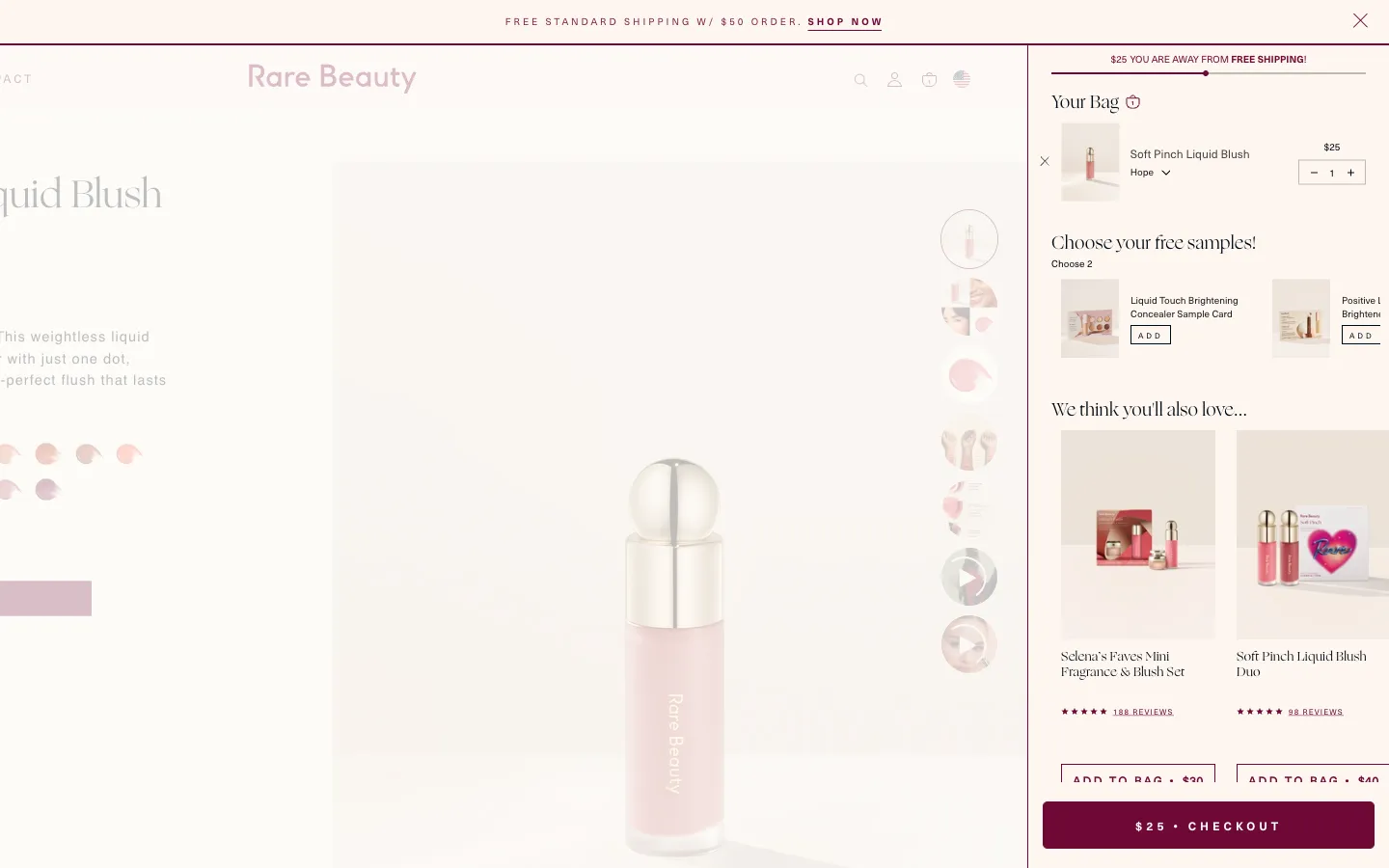 Rare Beauty, cart (desktop)