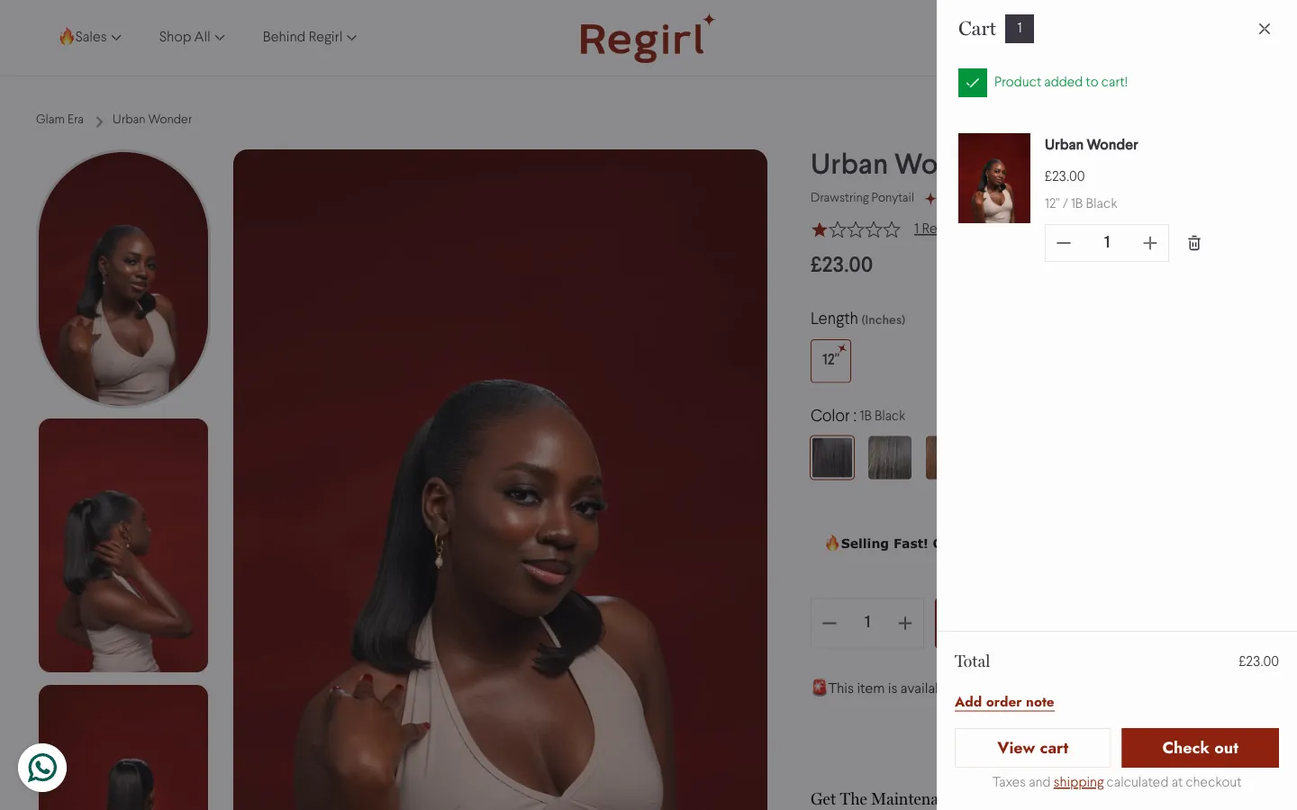 Regirl , cart (desktop)