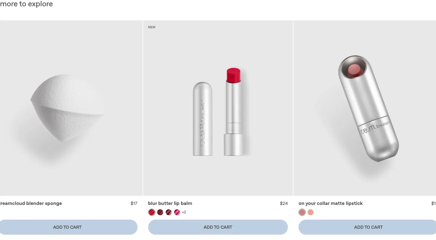 Product recommendations from r.e.m. beauty