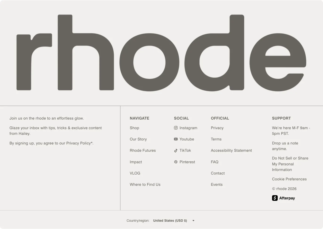Footer from rhode