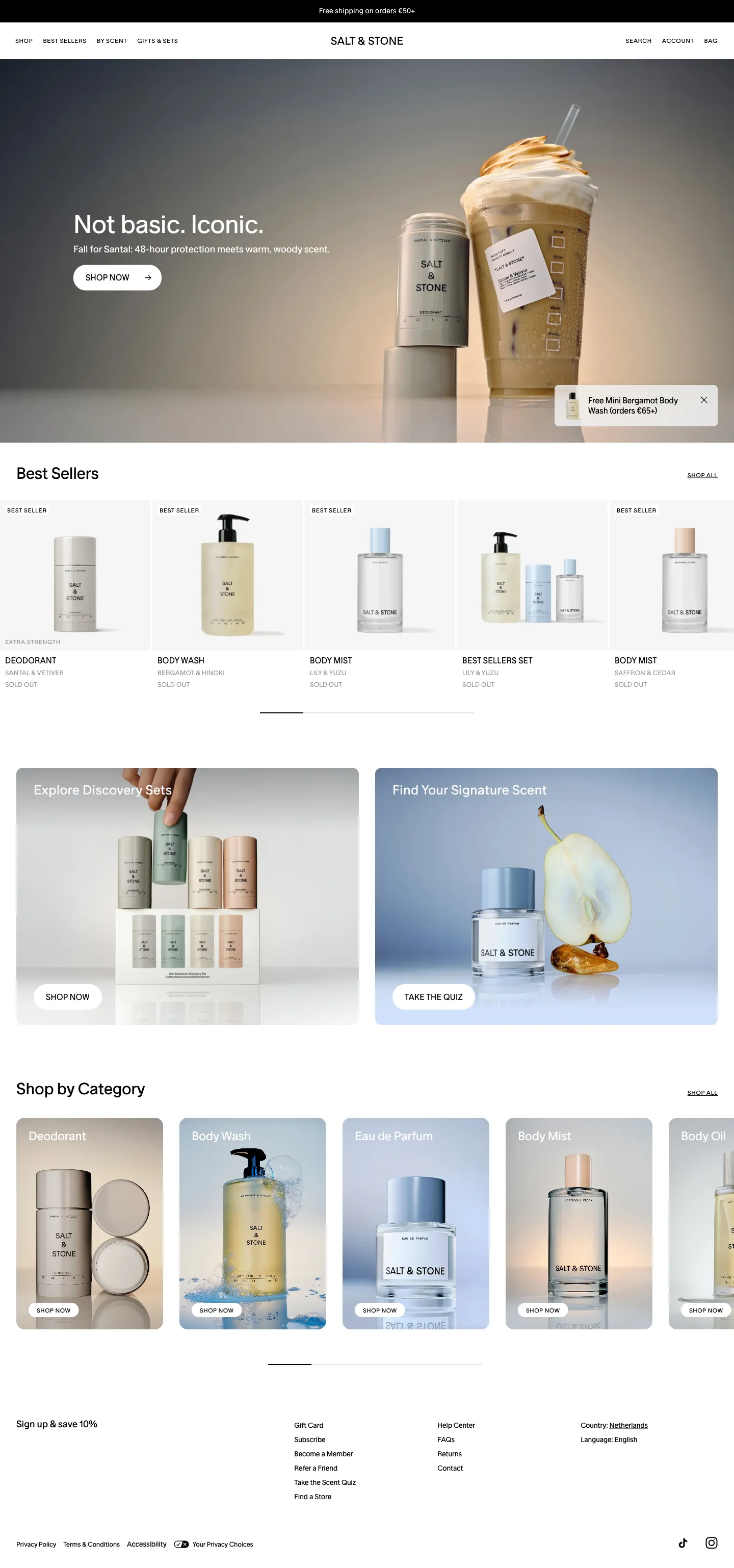 SALT & STONE, homepage (desktop)