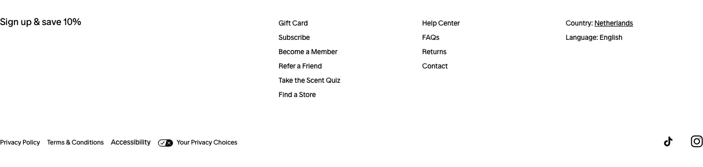 Footer with 10% sign-up from SALT & STONE