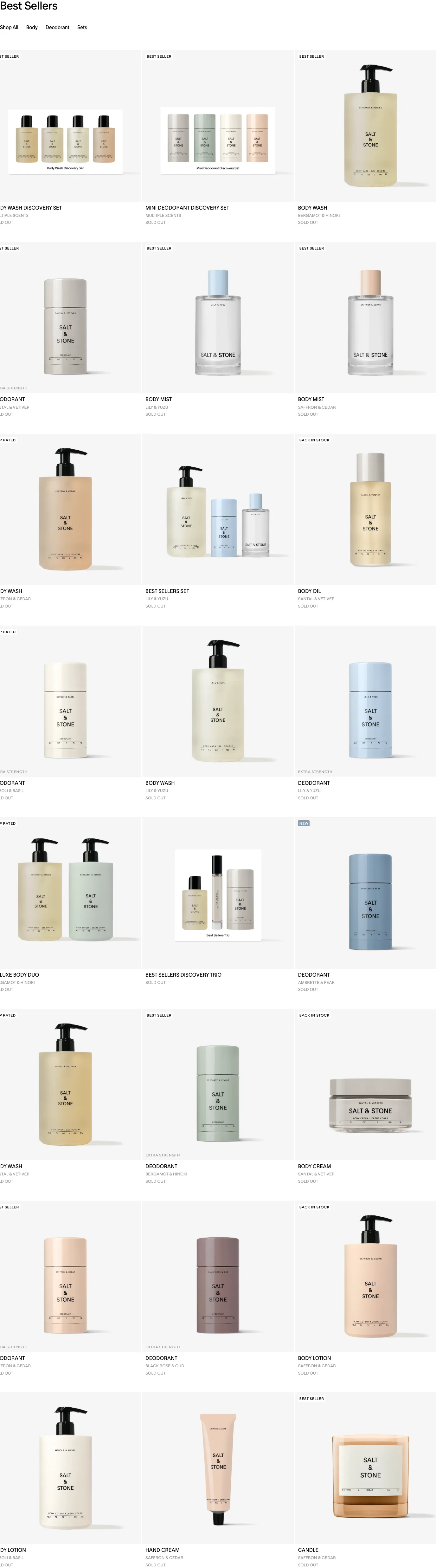 Best sellers grid from SALT & STONE