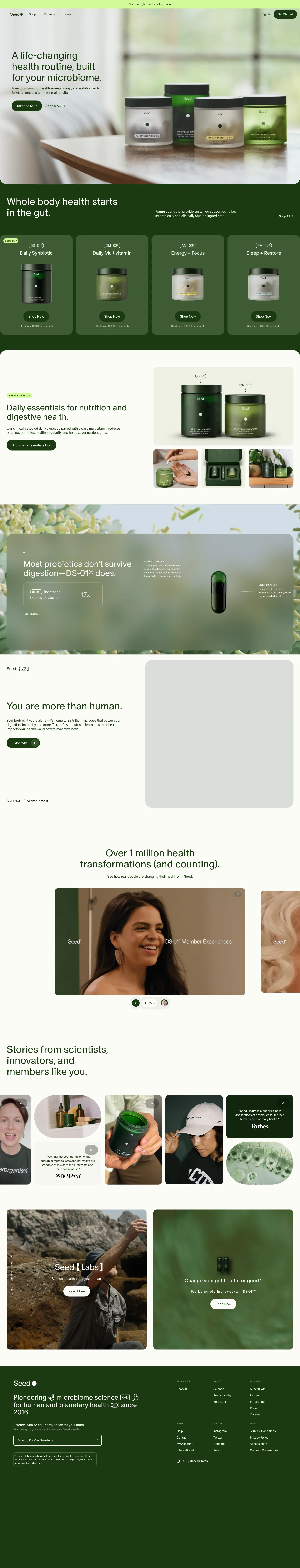seed, homepage (desktop)