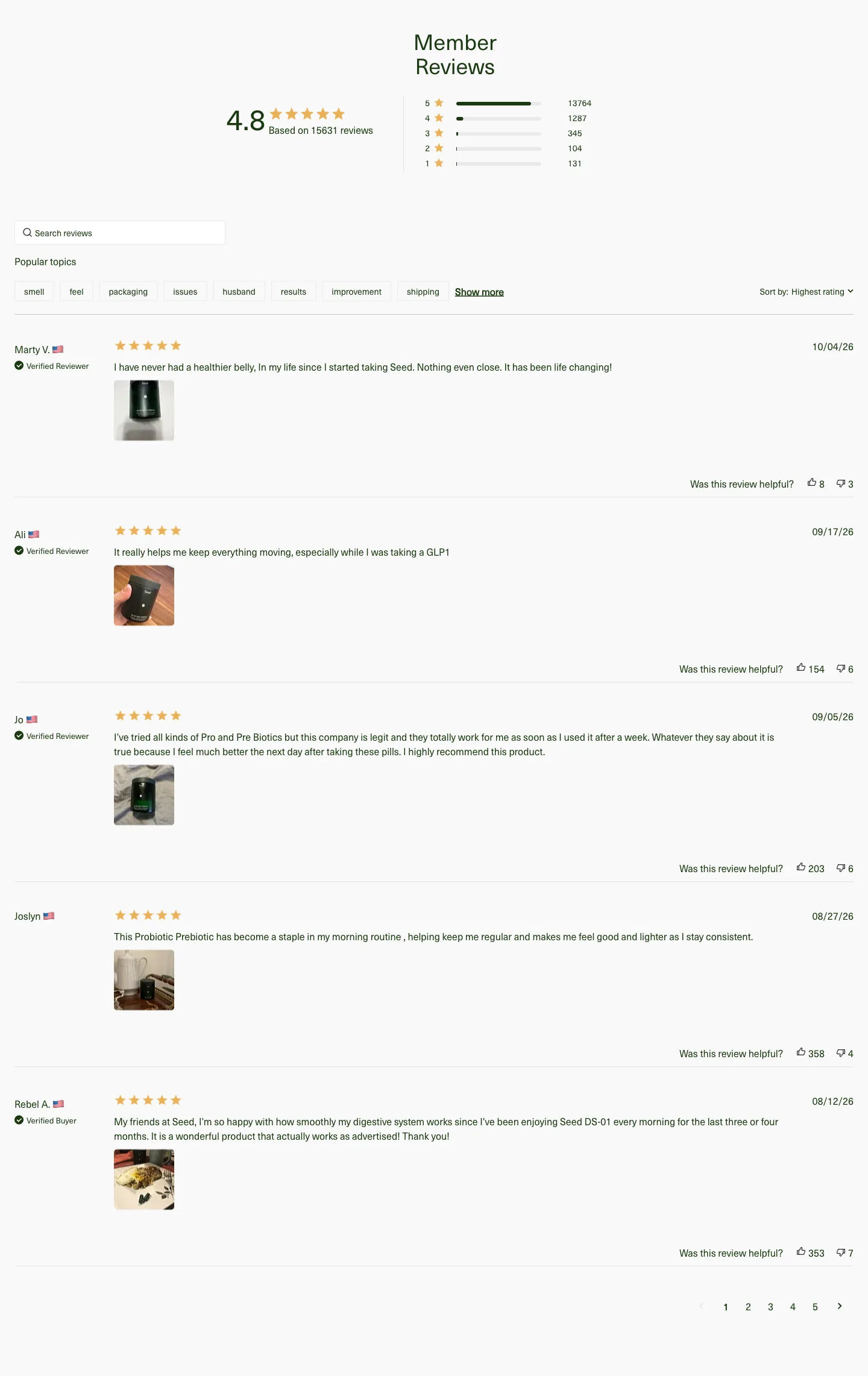 Reviews from seed