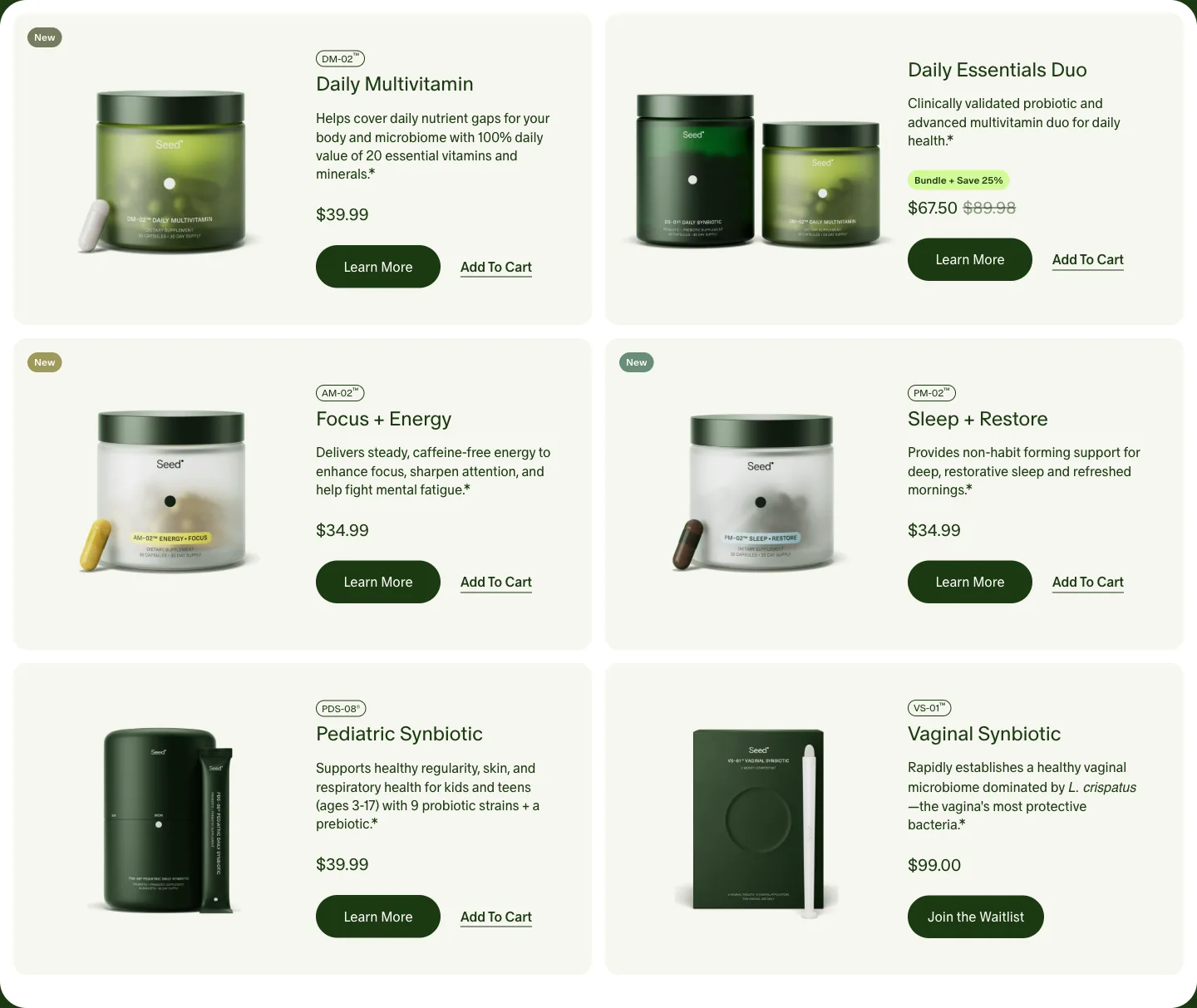 Product listing from seed