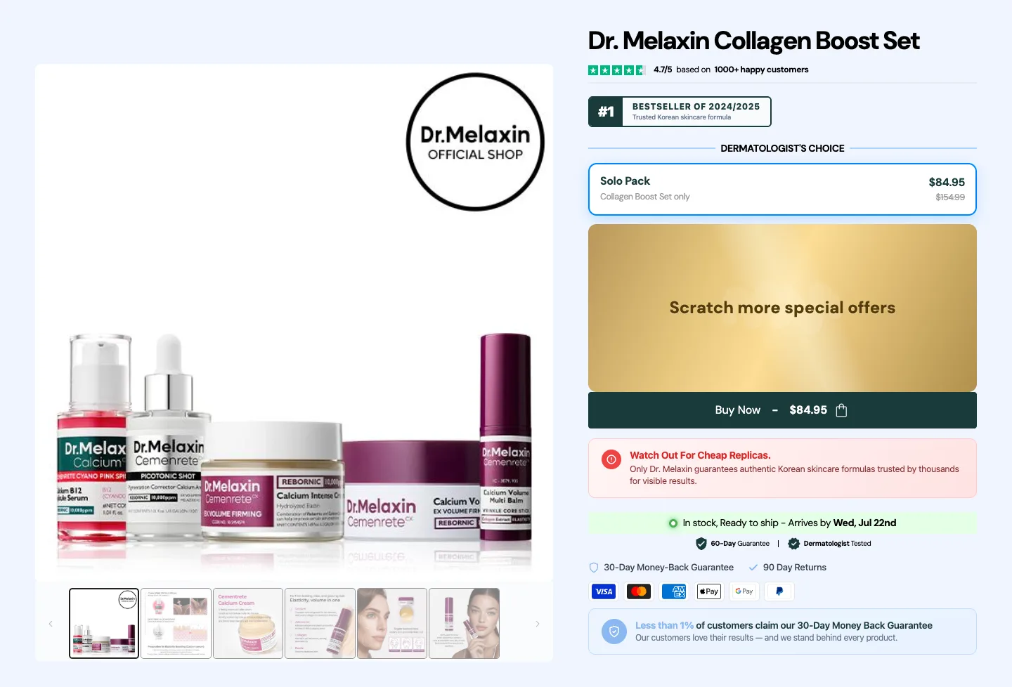 Buy box with scratch-card offer from Dr. Melaxin