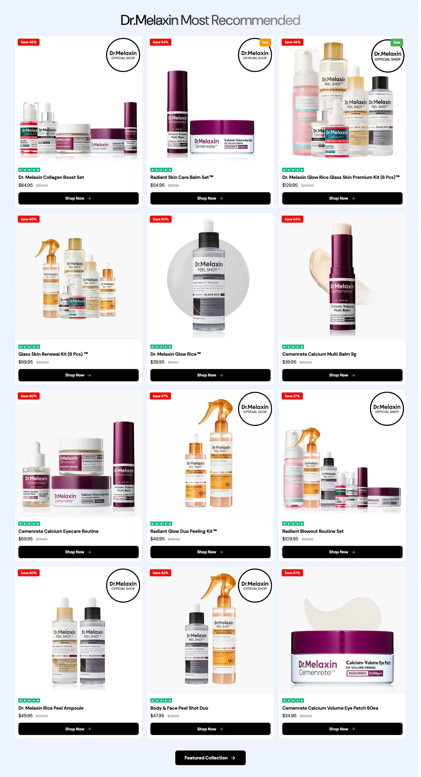 Most recommended product grid from Dr. Melaxin