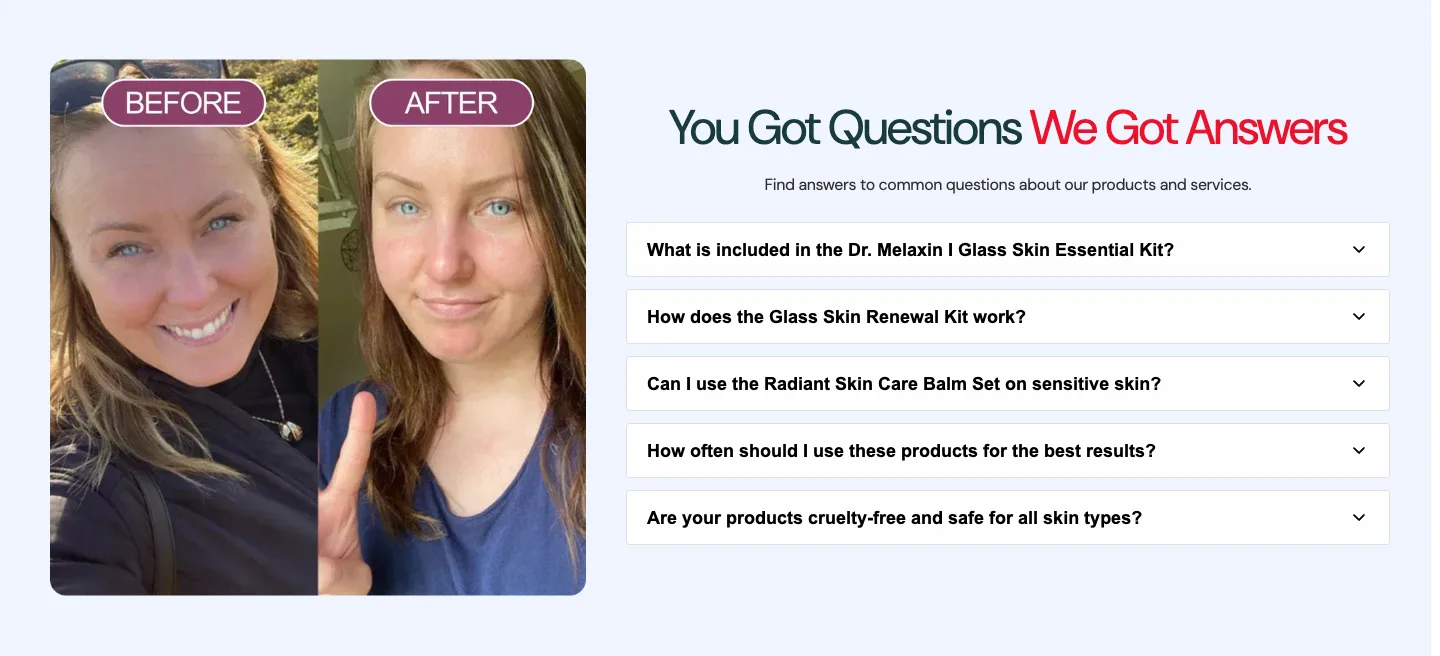 FAQ with before and after from Dr. Melaxin