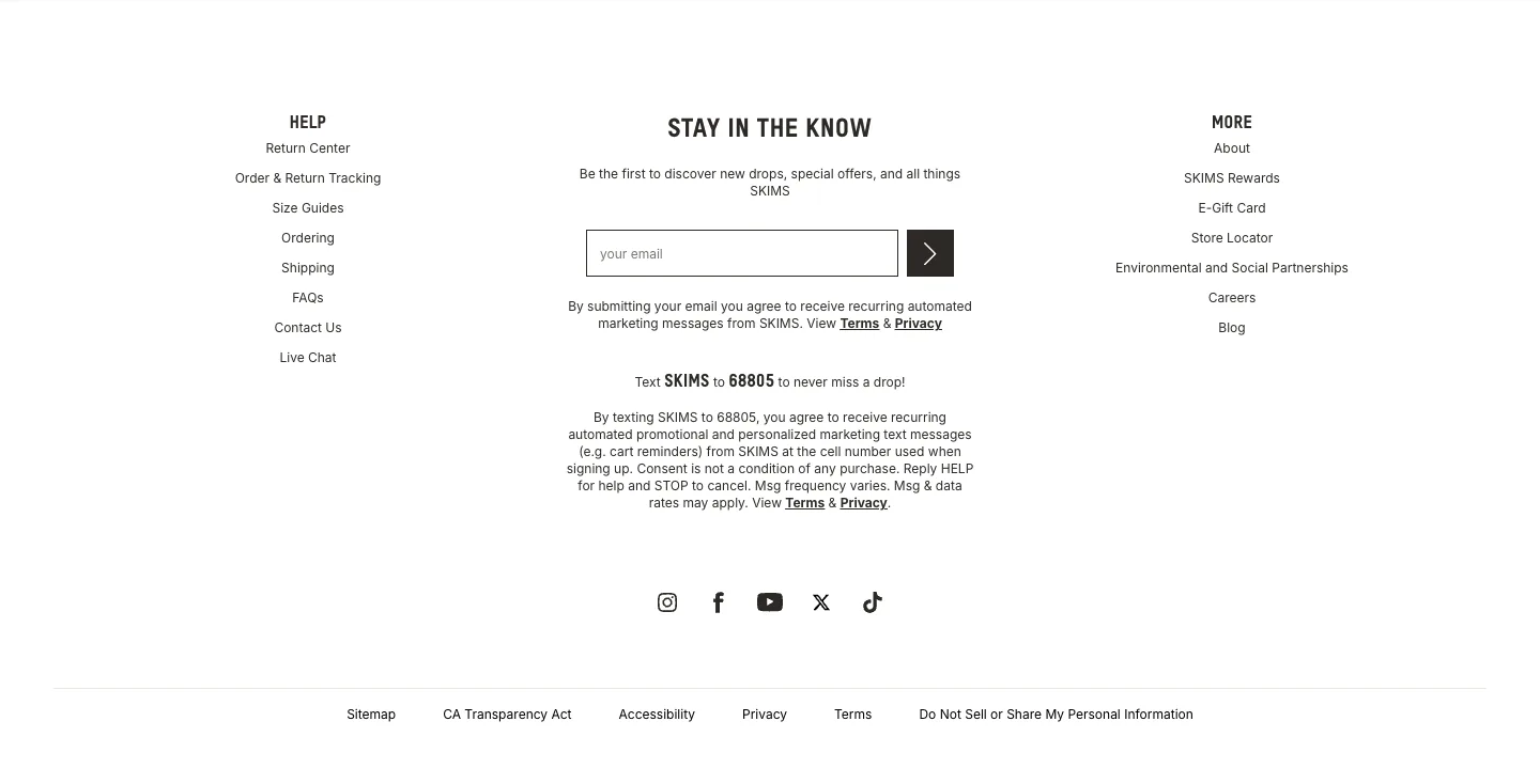 Footer from SKIMS