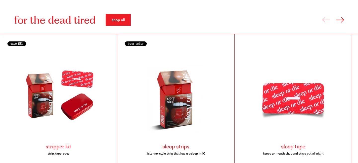 Featured products from sleep or die
