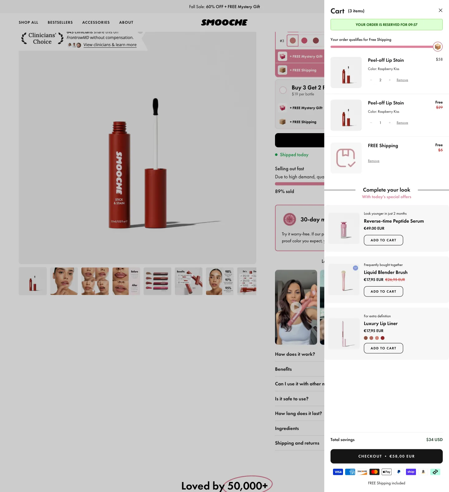 Smooche, cart (desktop)