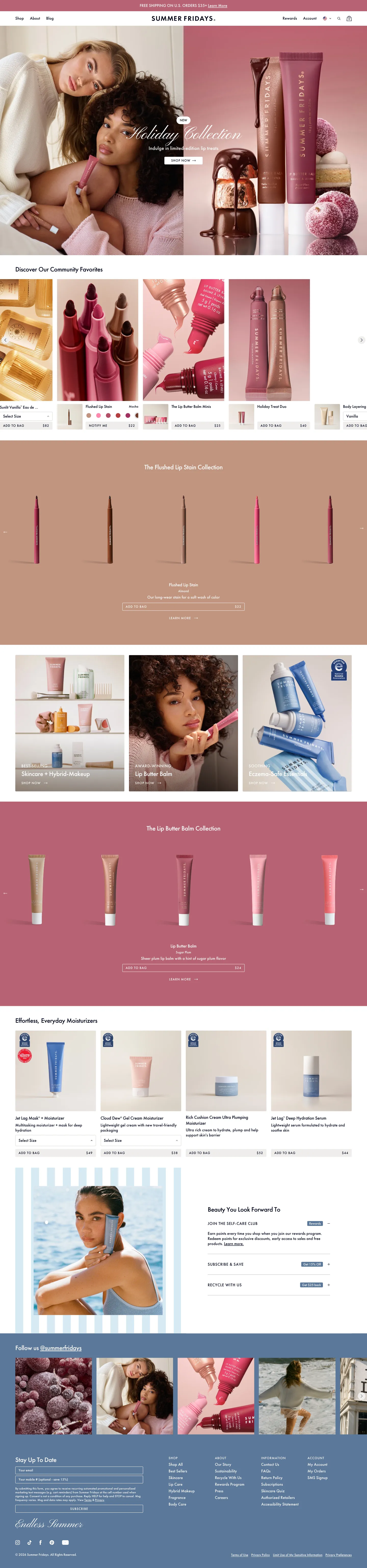 Summer Fridays, homepage (desktop)