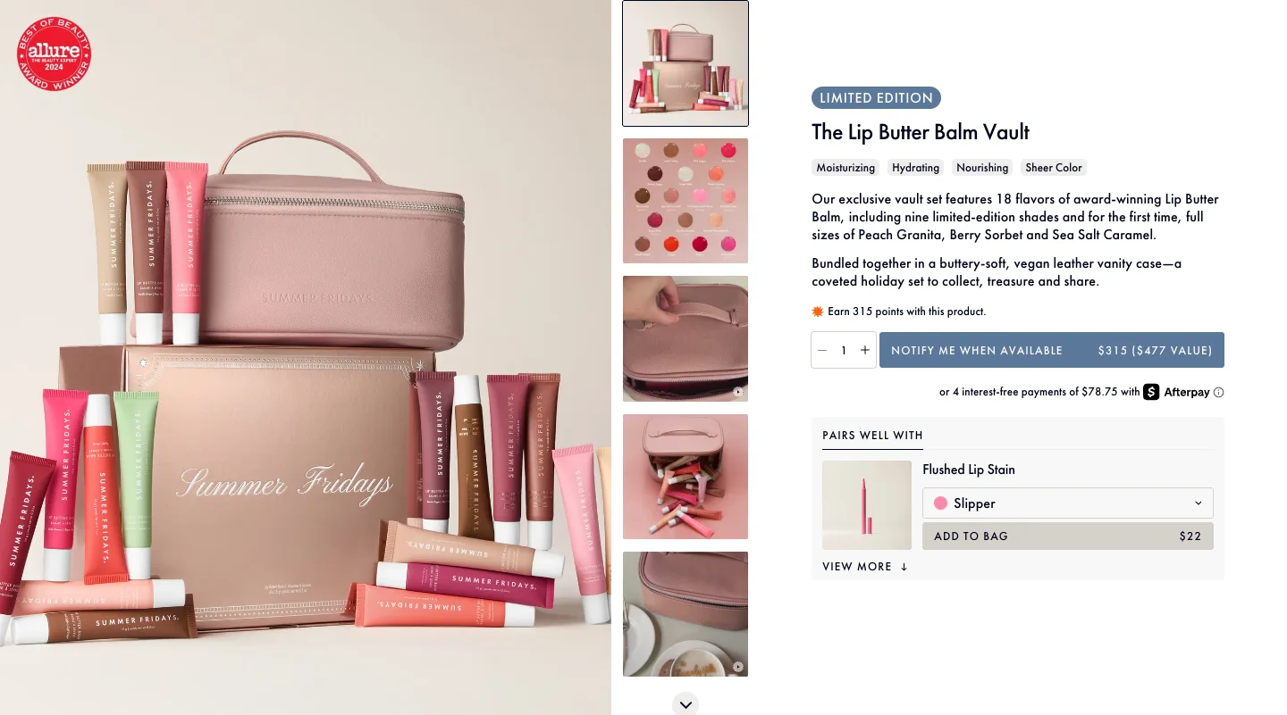 Lip Butter Balm Vault buy box from Summer Fridays
