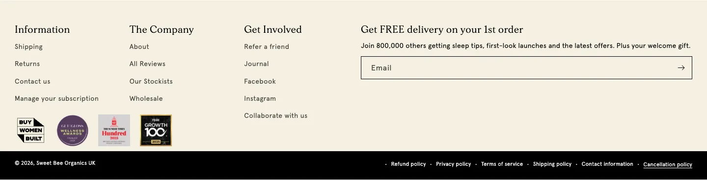 Information from Sweet Bee Organics UK