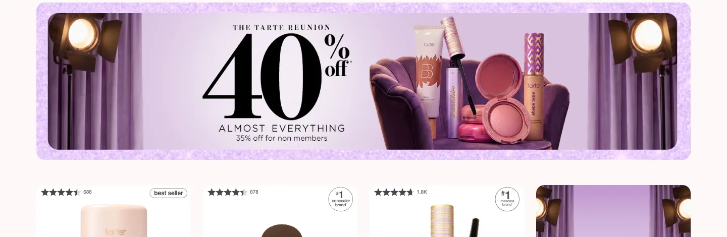 Tarte reunion banner from Tarte Cosmetics