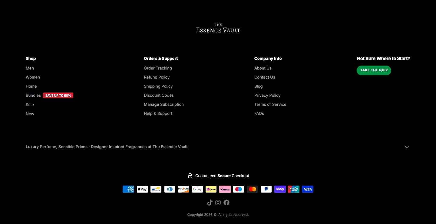 Footer from The Essence Vault
