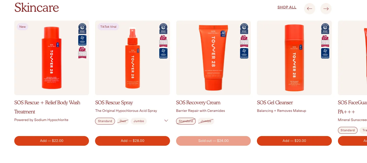 Collection list from Tower 28 Beauty