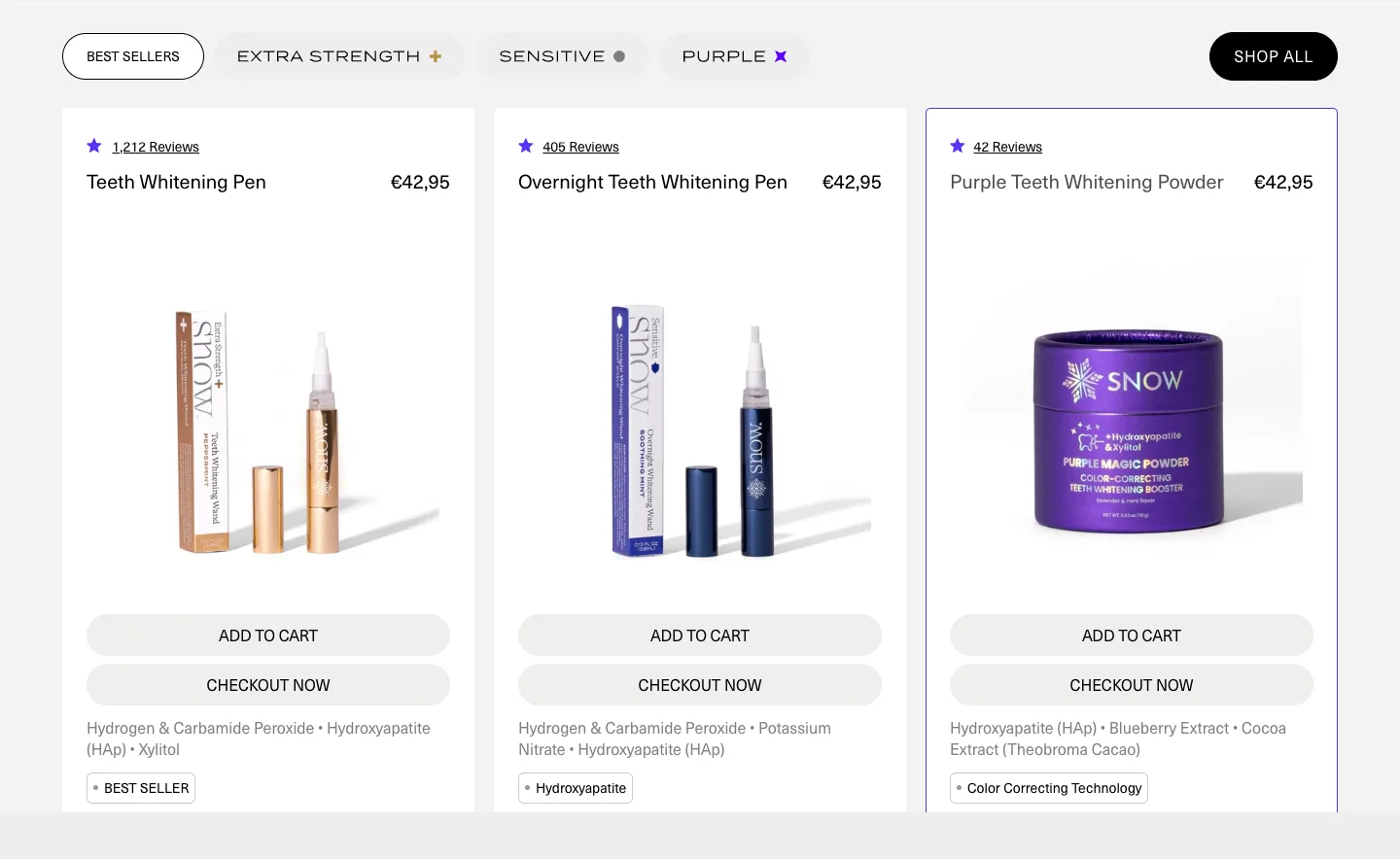 Featured products from Snow