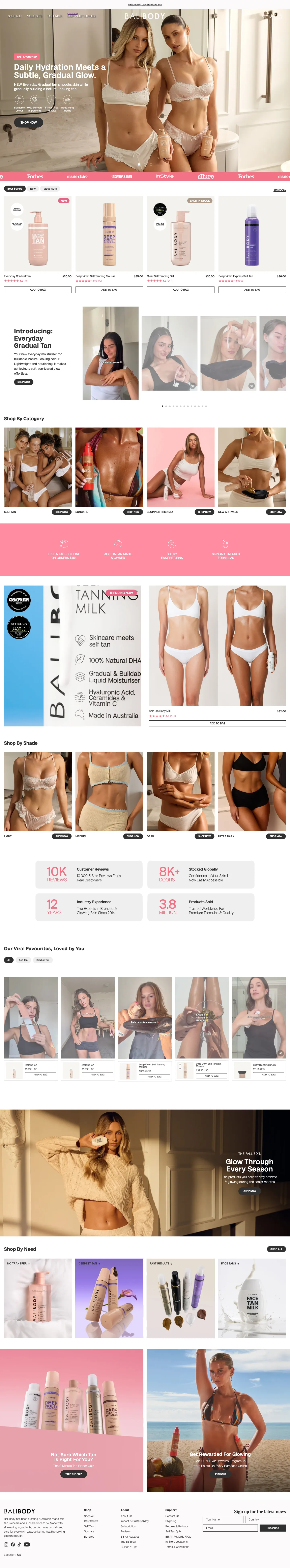 Bali Body, homepage (desktop)