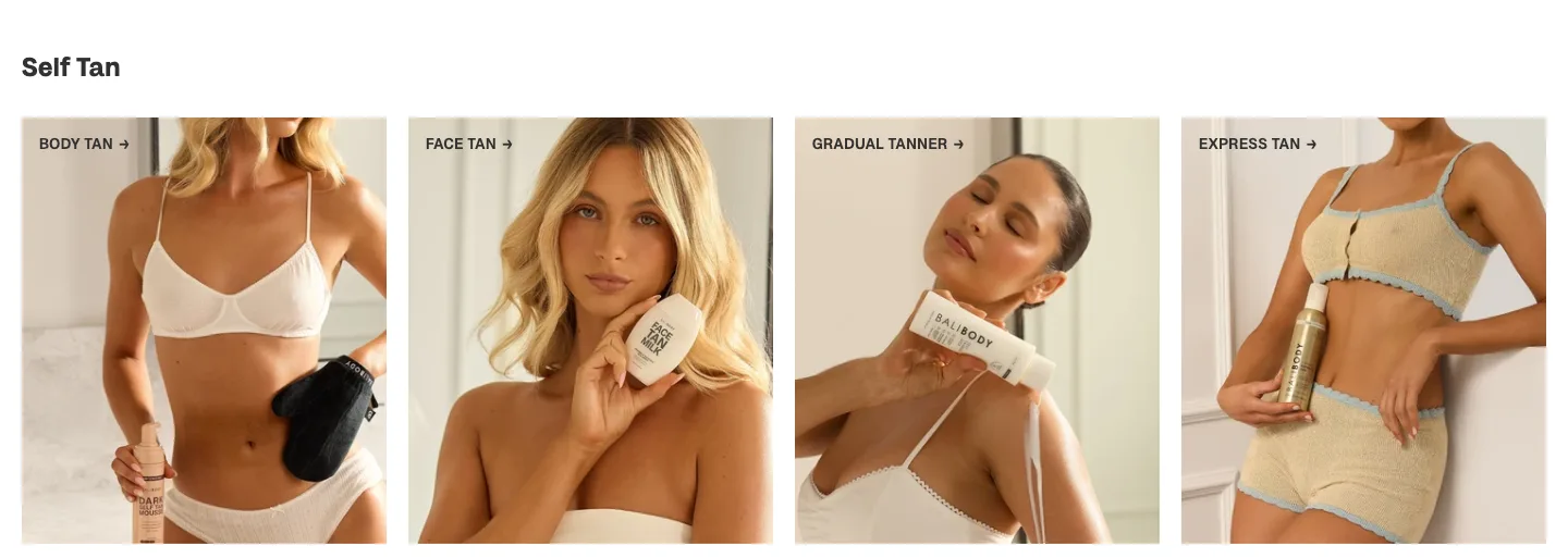 Self tan types from Bali Body
