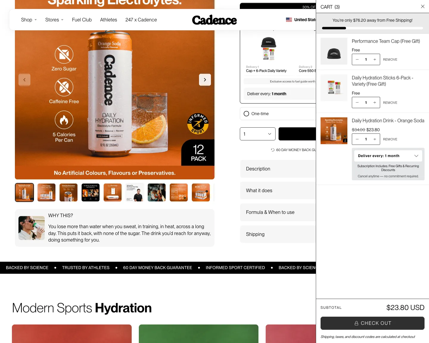 Cadence, cart (desktop)