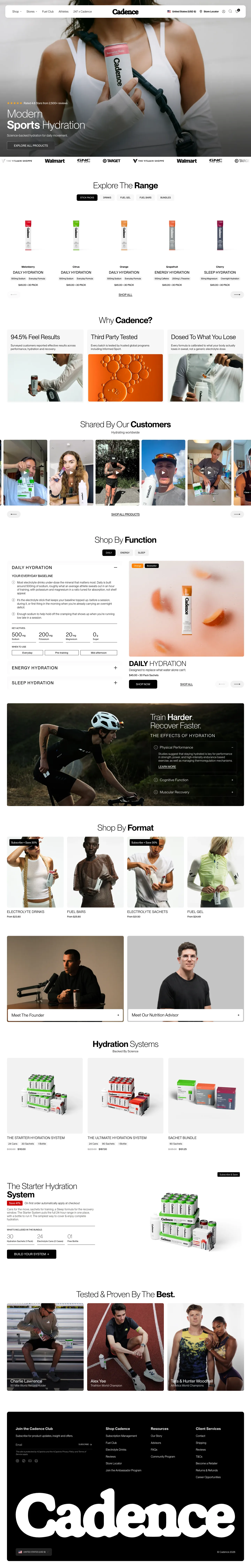 Cadence, homepage (desktop)