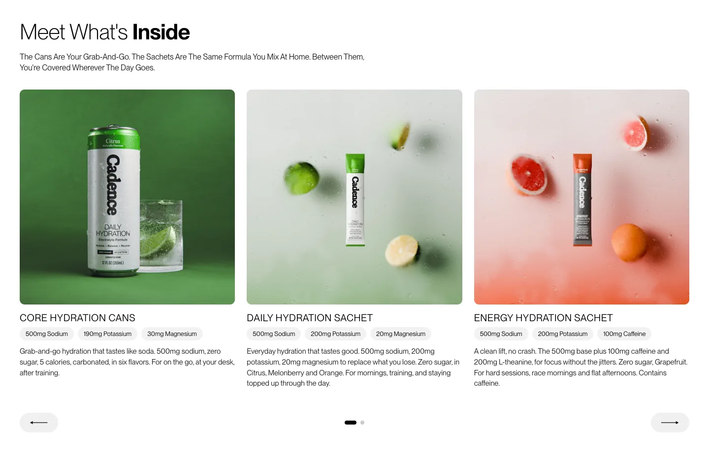 Ingredients from Cadence