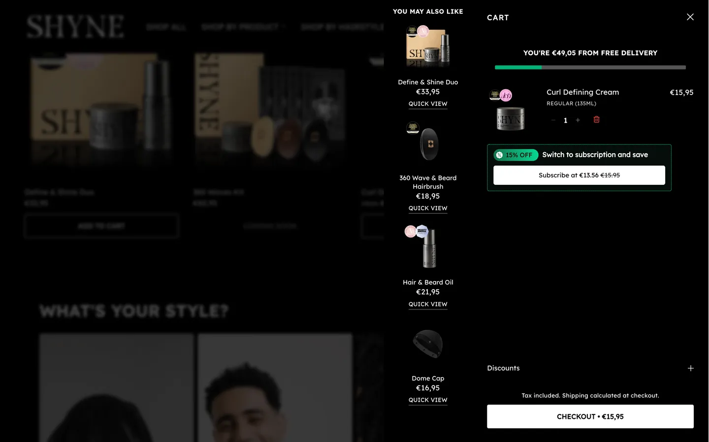 SHYNE, cart (desktop)