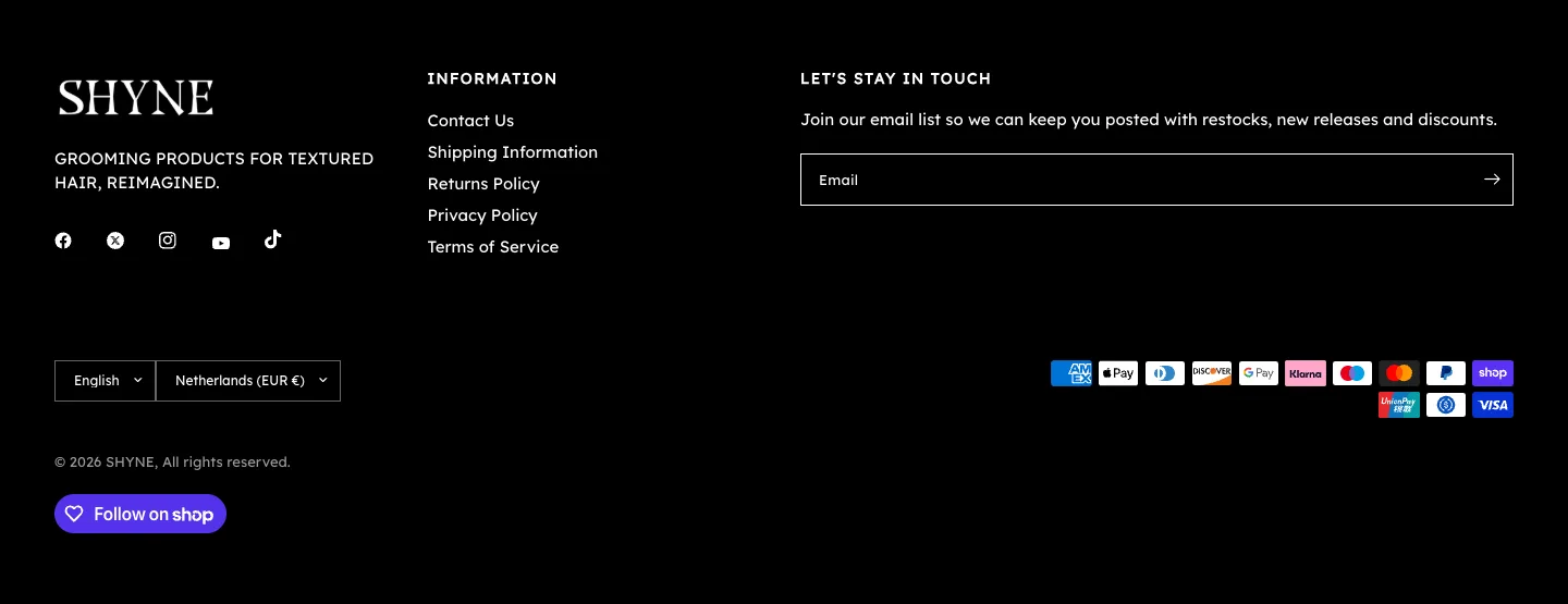 Footer from SHYNE